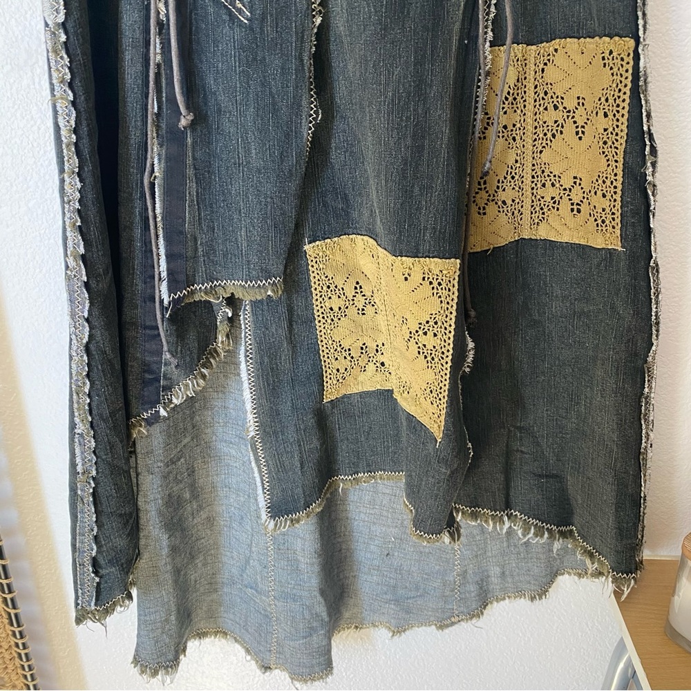 Alberto Makali Distressed Patch Denim Midi Skirt - Picture 4 of 4